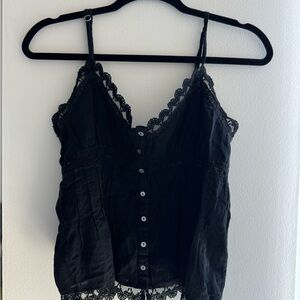 Dark Navy Blue Lace Button-Up Camisole